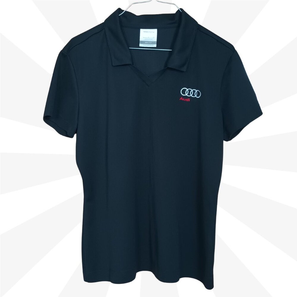 Nike Black Polo Size L Golf Dri-Fit Nike Audi Logo Collared Short Sleeve  Women
